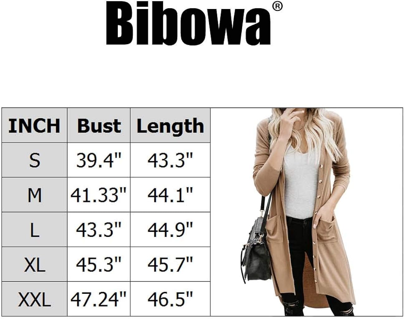 Bibowa Womens Long Lounge Sweater Drape Open Asymmetrical Cardigan with Pockets