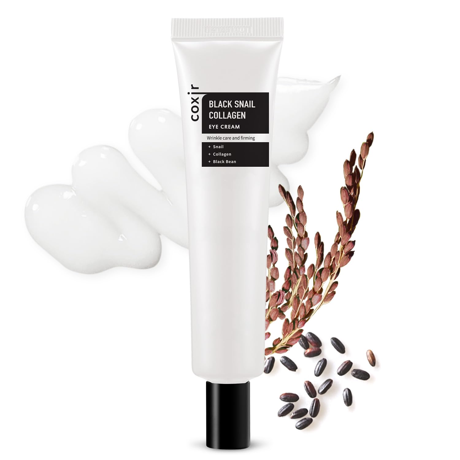 COXIR Black Snail Collagen Eye Cream (30 Ml / 1.01 Fl.Oz.) Black Beans, Snail Slime, Formulated Collagen Slimy Structure Of This Cream