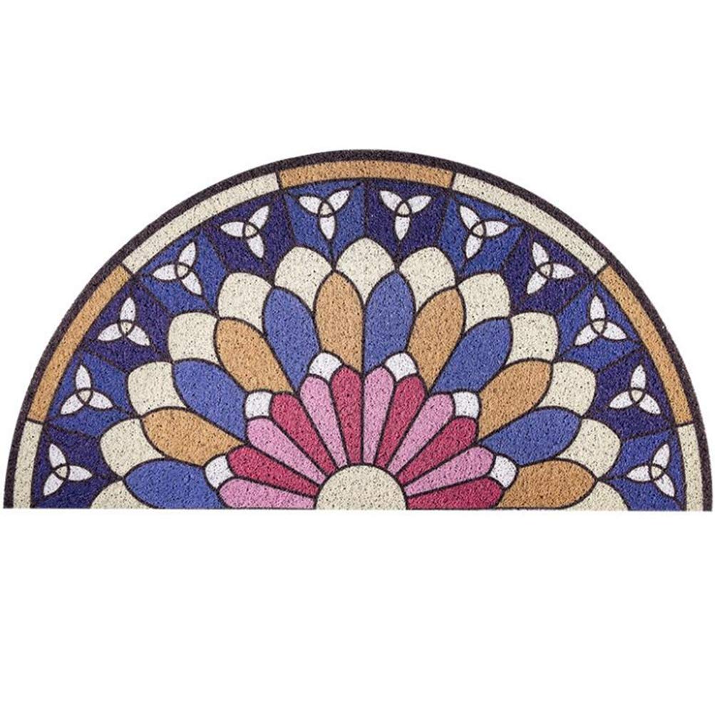 Chrasy European Style Semicircle Shape Entrance Door Rug Shoes Scraper Mats Dirt Trapper Front Door Mat PVC Material Indoor and Outdoor Mats for Front Door, Easy to Clean - 40x80cm