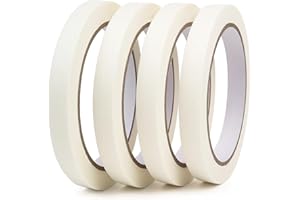 DOAY 4 Pack White Artist Tape - Art Masking Tape for Watercolor Paper, Canvas Acrylic Painting, Curves, Framing, Paint, Gouache, Console - Acid Free Drafting Tape 1/2" (0.50") Wide - 360FT Total