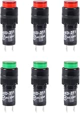 sourcing map AC 220V Neon Indicator Lights NXD-211 Red Green 10mm Panel Mount view 1