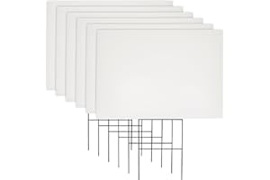 Juvale Corrugated Plastic Yard Signs - 6-Pack, 17 x 12 in, White - Blank Outdoor Poster Board with Stakes for Yard Displays, 