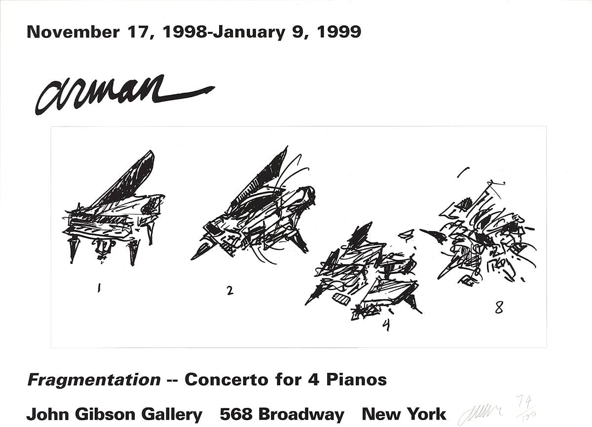 PIERRE FERNANDEZ ARMAN Fragmentation SIGNED 18" x 24" Offset Lithograph 1999 Contemporary Black & White