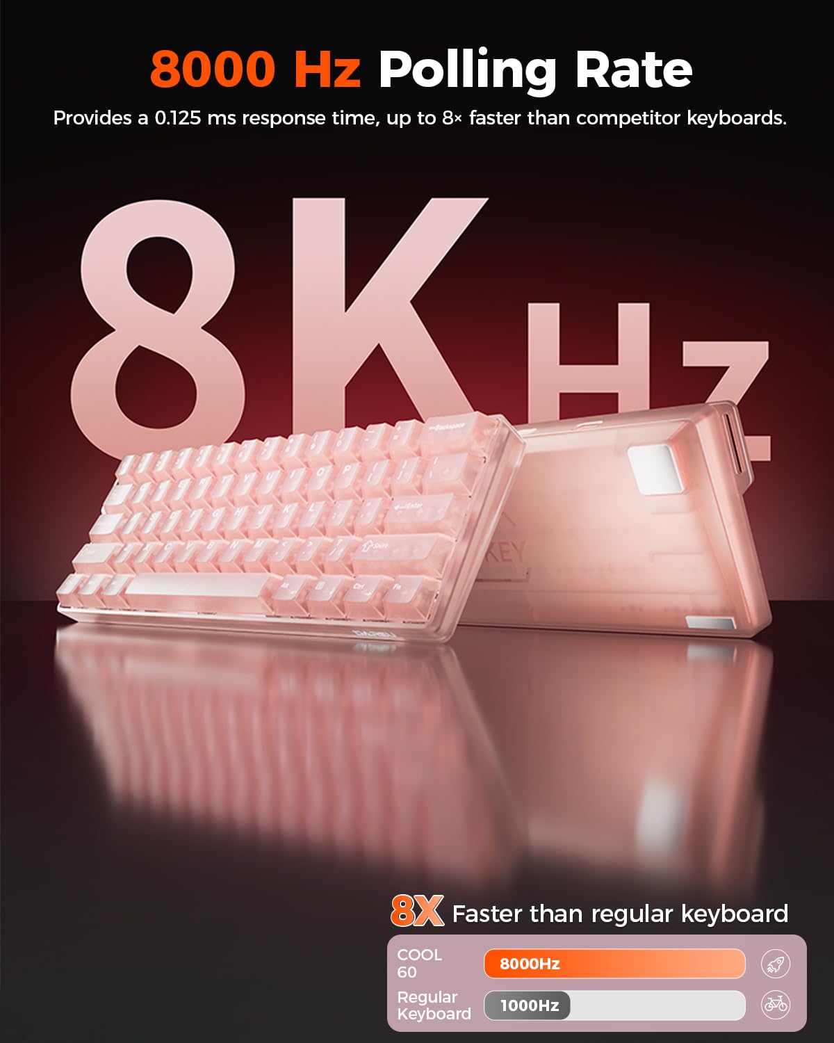 DAREU COOL60 Wired Halbtransparent Beleuchtete Tastaturen, 8K Hz Rapid Trigger Magnetic Gaming Tastatur, 15 RGB Modes, 0.01mm RT-Genauigkeit, Einstellbare Betätigung, 60% Tastatur für PC/Mac(Rosa) 3