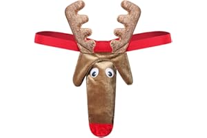 MINI KITTY Men’s Christmas Gag Gift Santa Hat Design G-String Thongs Reindeer G-String Mankini Underwear Panties Briefs