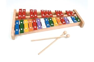CARA & CO. Professional Wooden Soprano Full Size Colorful Glockenspiel Xylophone with 27 Metal Keys for Adults & Kids