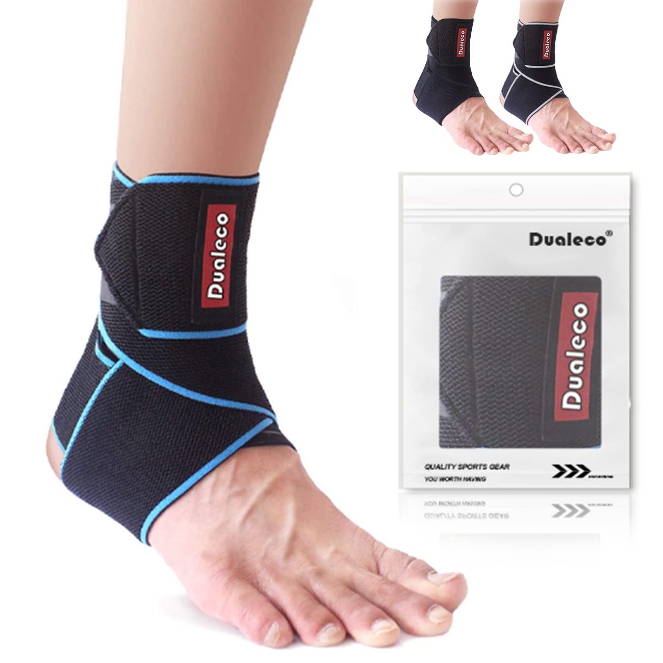 Dualeco Ankle Support, Adjustable Ankle Support Brace for Women/Men/Kids, Ankle Supports for Sprained Ankle/Weak Ankles, Achilles Tendonitis Support