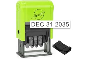 Miseyo Self Inking Date Stamp - Green (2 Black Refill Ink pad Included)