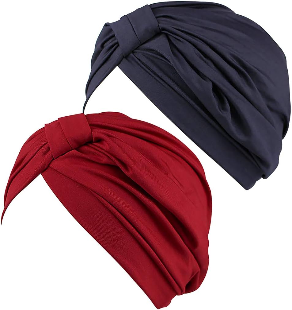 Chemo Turbans for Women Pre Tied Cotton Vintage Cover Twist Pleasted Hair Caps