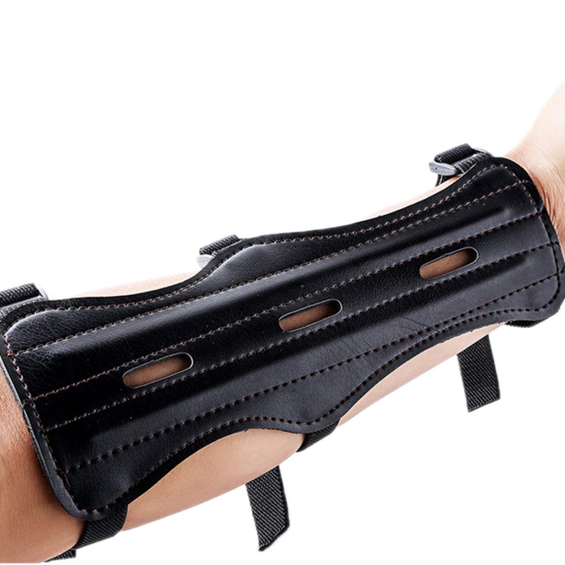 LouiseEvel215 Practical Shooting Archery Arrow Cow Leather 3 Strap Shooting Target Archery Arm Guard Protection Safe Strap Armband
