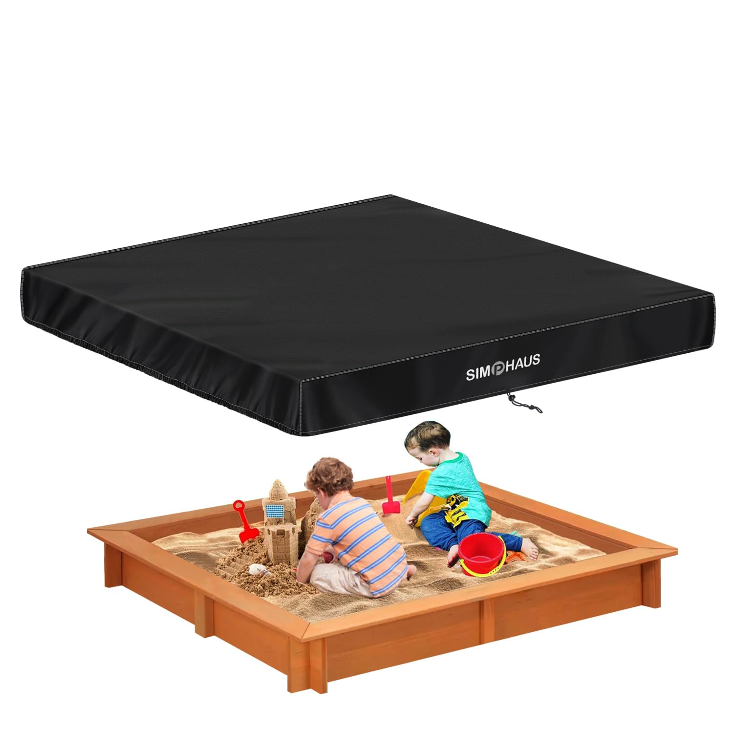 SIMPHAUS Sandpit Covers Waterproof Sand Tray Cover Anti-UV 420D Oxford Fabric Windproof Sandbox Protective Cover with Elasticated Sides,Covers for Paddling Pool,Sand Pit,Garden Furniture 180x180x20cm