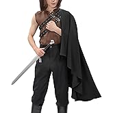 DAZCOS Renaissance Half Shoulder Cape Medieval Steampunk Shawl with Belt for Men Women LARP Costume for Halloween