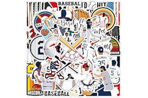 GLIBERTVILLAGEGOODS Baseball Stickers for Kids and Adults (50pcs) Waterproof Baseball Sticker Set - PVC Vinyl Baseball Helmet Stickers - Re-Stickable Sports Stickers for Baseball Party Favors - 50 Piece Set