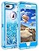 Coolden Case for iPhone 8 Plus Case Protective Glitter Case for Women Girls Cute Bling Sparkle 3D Quicksand Heavy Duty Hard Shell Shockproof TPU Case for iPhone 6s Plus 7 Plus 8 Plus, Blue