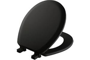 Mayfair Cameron Black Toilet Seat, Non Slip Heavy Duty Wood, Easy Clean, Made in USA, Round