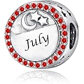 NanMuc Silver 12 Colors Birth Stone Friendship Charm for Pandora Bracelet Birthday Birthstone Bead Love Family Mom Grandma Charms