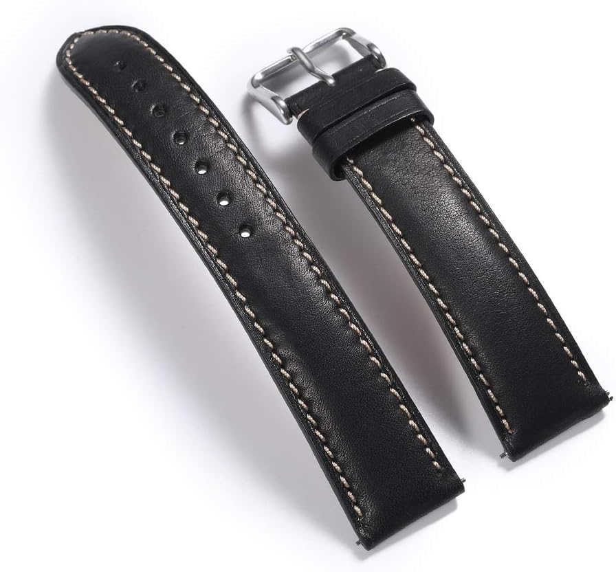 Leather Watch Strap,Waterproof Geniune Calf Leather Watch Band Quick Release,Compatible with Most Traditional & Smart Watches - 18mm, 20mm or 22mm Size