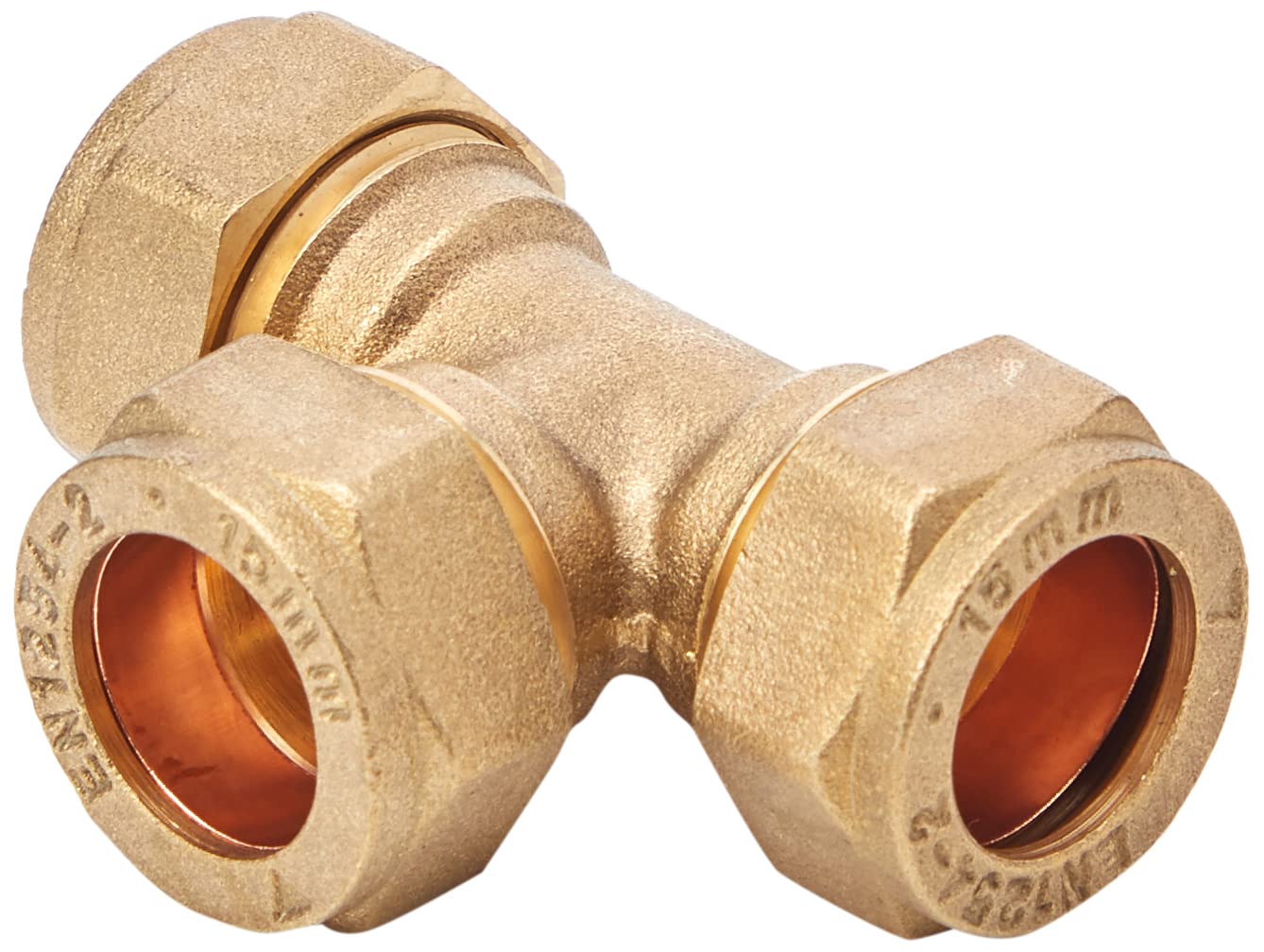 Merriway® BH01541 Brass Compression Fittings Tee, 15mm