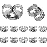 PATIKIL 12 Pcs Pure Titanium Earring Backs, Locking Earring Backs Replacements Hypoallergenic Metal Earring Stopper Secure Locking Charm for Studs, Heavy Droopy Earrings, Silver(5 x 4.5mm)