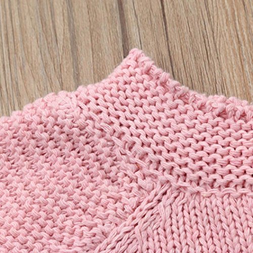 Sunbona Toddler Baby Girls Cute Autumn Button Knitted Sweater Cardigan Warm Thick Coat Clothes (5T(3.5~4.5years), Pink) - Thumbnail 4