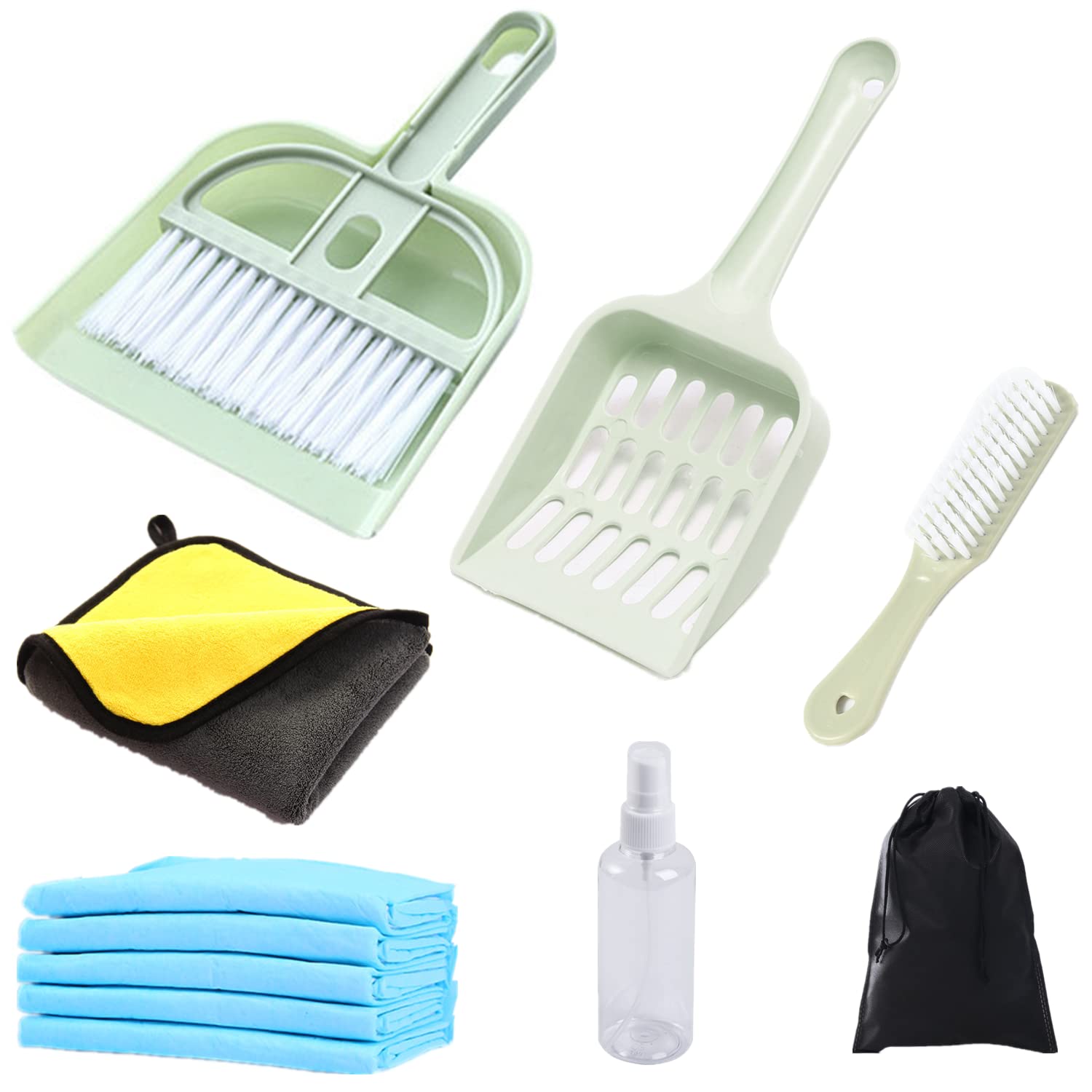 Pet Dustpan & Mini Broom Set for Small Pets - Cage Cleaner for Rabbits, Guinea Pigs & Hamsters
