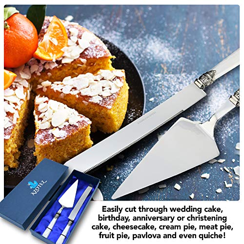 AZOTEZ Cake Server and Knife Set - Cake Cutter and Server or Pie Cutter. Wedding Cake Knife and Server Set Suitable for Cutting Cakes at Weddings, Birthdays or Anniversaries