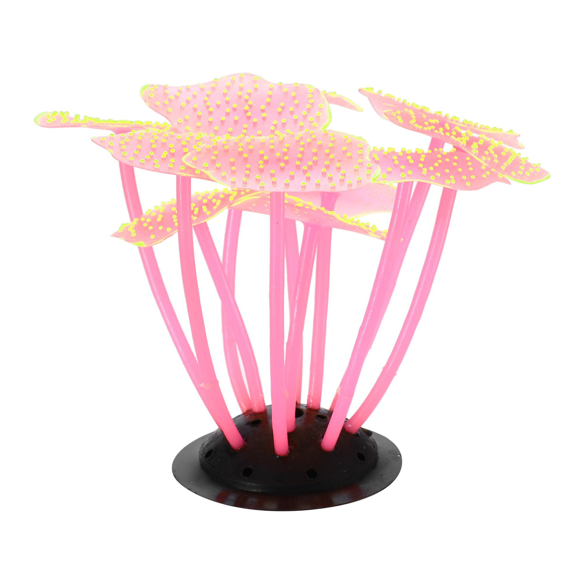 CAPASTEC Soft Silicone Glowing Mushroom Coral, Fluorescence Aquatic Artificial Coral for Aquarium (Pink)