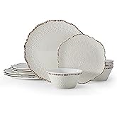 Pfaltzgraff Chateau 12 Piece Outdoor Melamine Dinnerware Set, Service for 4, White