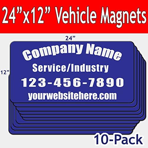 Custom Car Magnets 12"x24", Variety of Background and Text Colors to Choose from, with Rounded Corners, Personalize Your Message with Your Words (10)