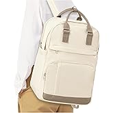 UPPACK Travel Backpack for Women Laptop Backpack 15.6 Inch College Backpack Casual Daypack Backpacks Waterproof Carry On Bags for Airplanes Travel Essentials Professional Work Beige Backpack