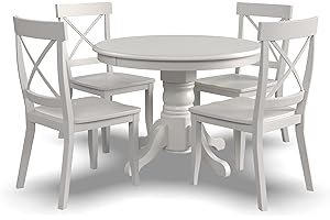 Homestyles Warwick 5 Piece Dining Set, W-42”, D-42” H-30”, Off White