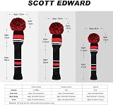 Scott Edward Knitted Golf Club Head Covers 3Pcs Driver Fairway Hybrid Red view 2