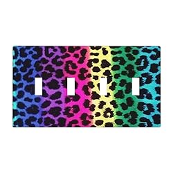 Rainbow Colorful Leopard 4 Gang Light Switch Cover