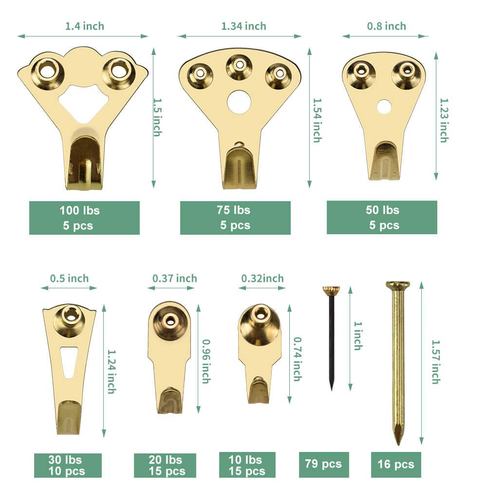 Heavy Photo Frame Hooks Kit - Heavy Duty Picture Hanging Kit, Quality Assorted Nail for Picture Hangers for Home Office Store Photo Picture Painting Hanging