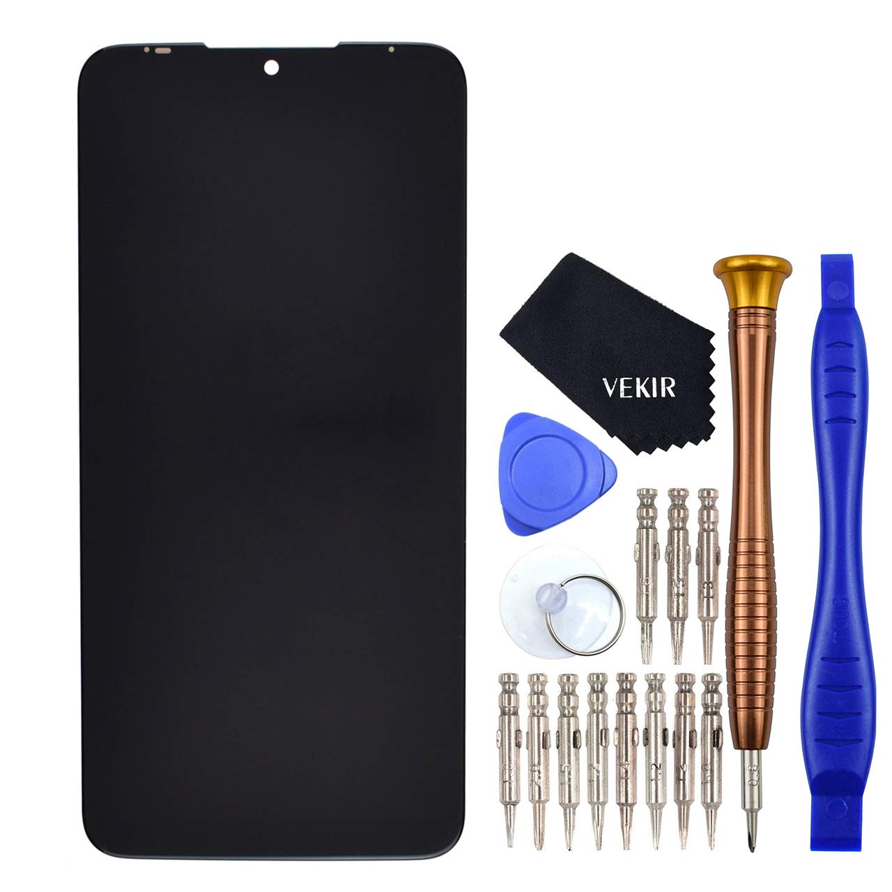 VEKIR XT2016 LCD Display Touch Digitizer Glass Screen Assembly replacement kit for Motorola One Macro black