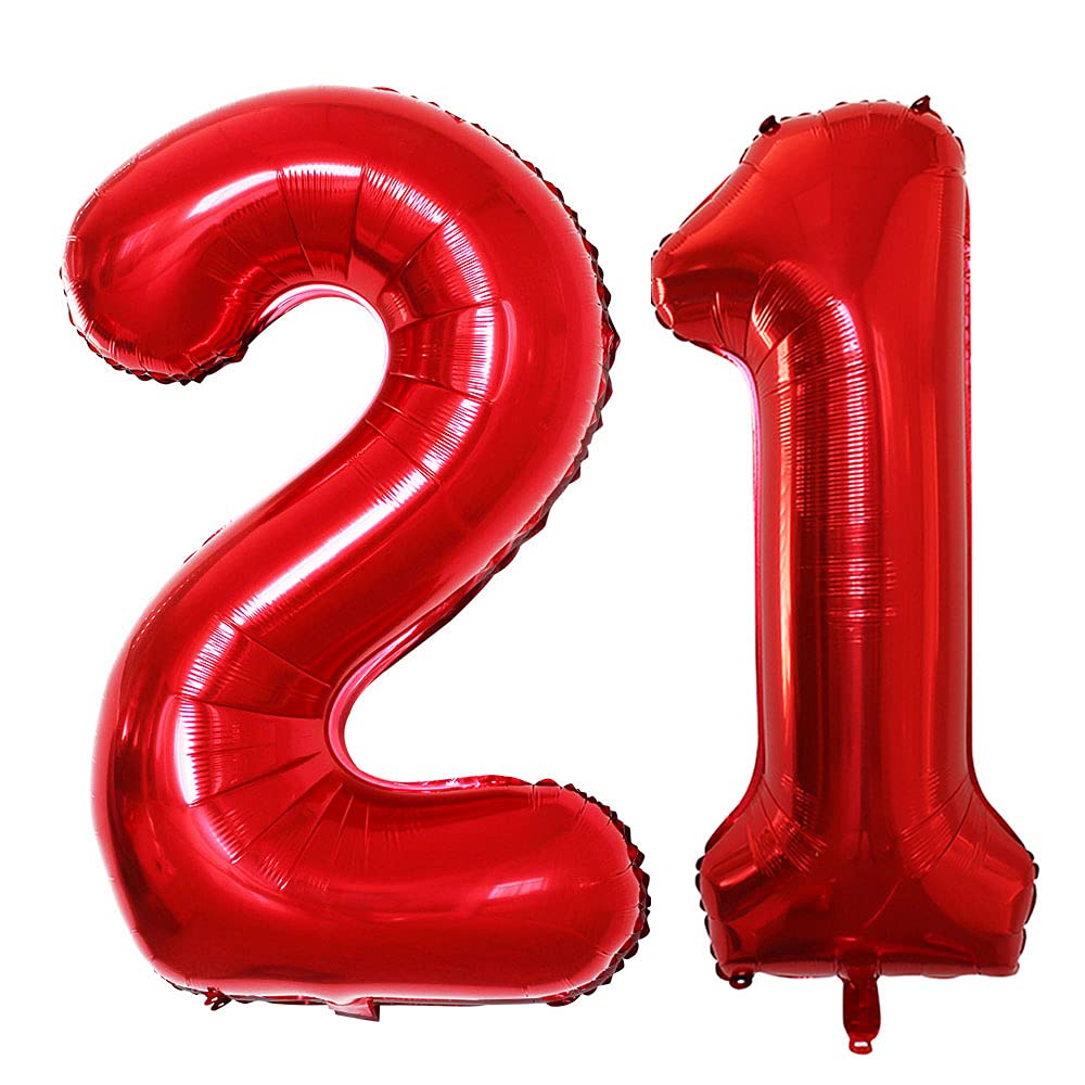 Photo 1 of GOER Number 12 Balloons for 12th Birthday Sweet 12 Party Decorations,42 Inch Jumbo Foil Helium 21 Balloons for 21st Birthday Party Decoration (Red)