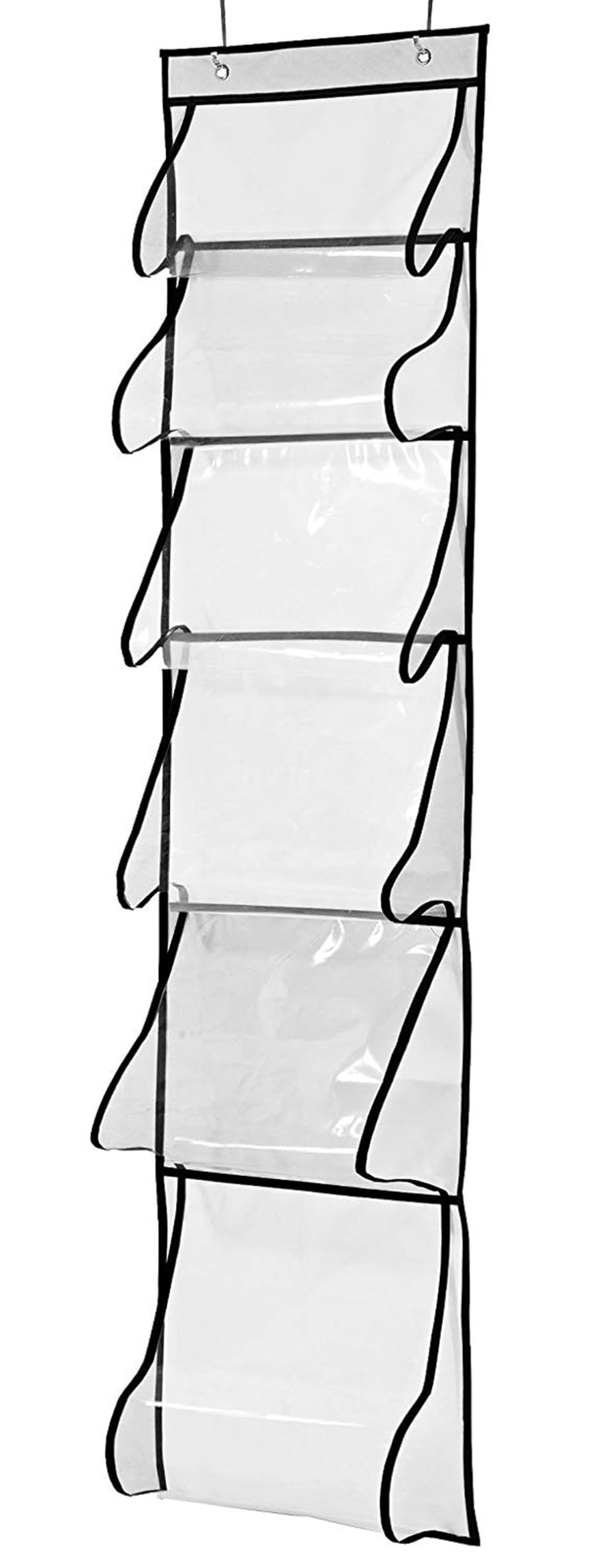MISSLO Over Door Hanging Handbag Organiser Storage For Wardrobe Dust Bags for Handbags with 6 Different Size Pockets, Caps, Purses, Scarves, Towel, Gift Accessories Holder(White)