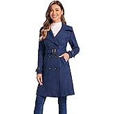 Allegra K Women's Faux Suede Trench Coat Jacket Classic 2023 Fall Winter Double Breasted Overcoat