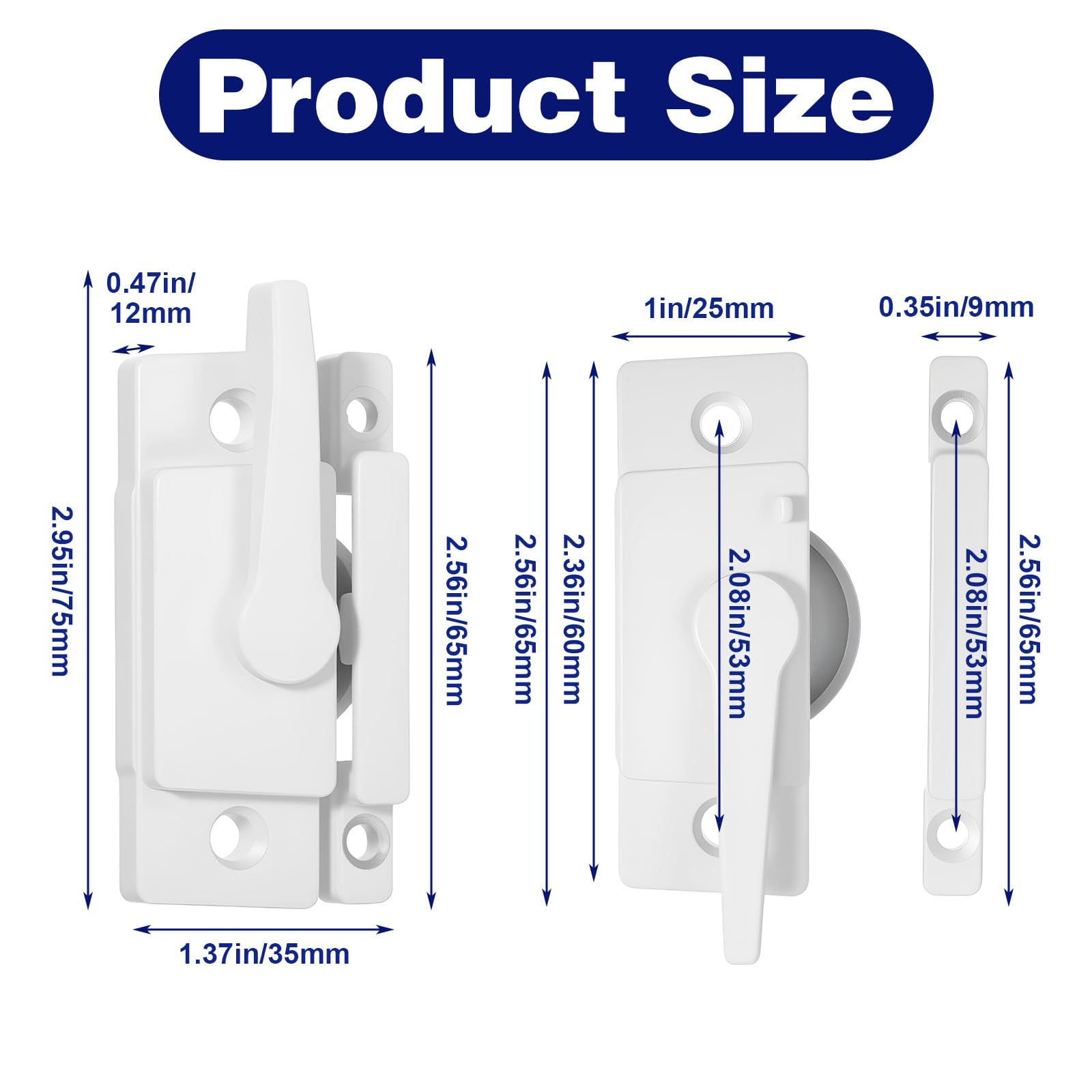 Condition photo showing New/Like New for 10 pack window sash locks, white metal cam action with keeper, security replacement for sliding, dou