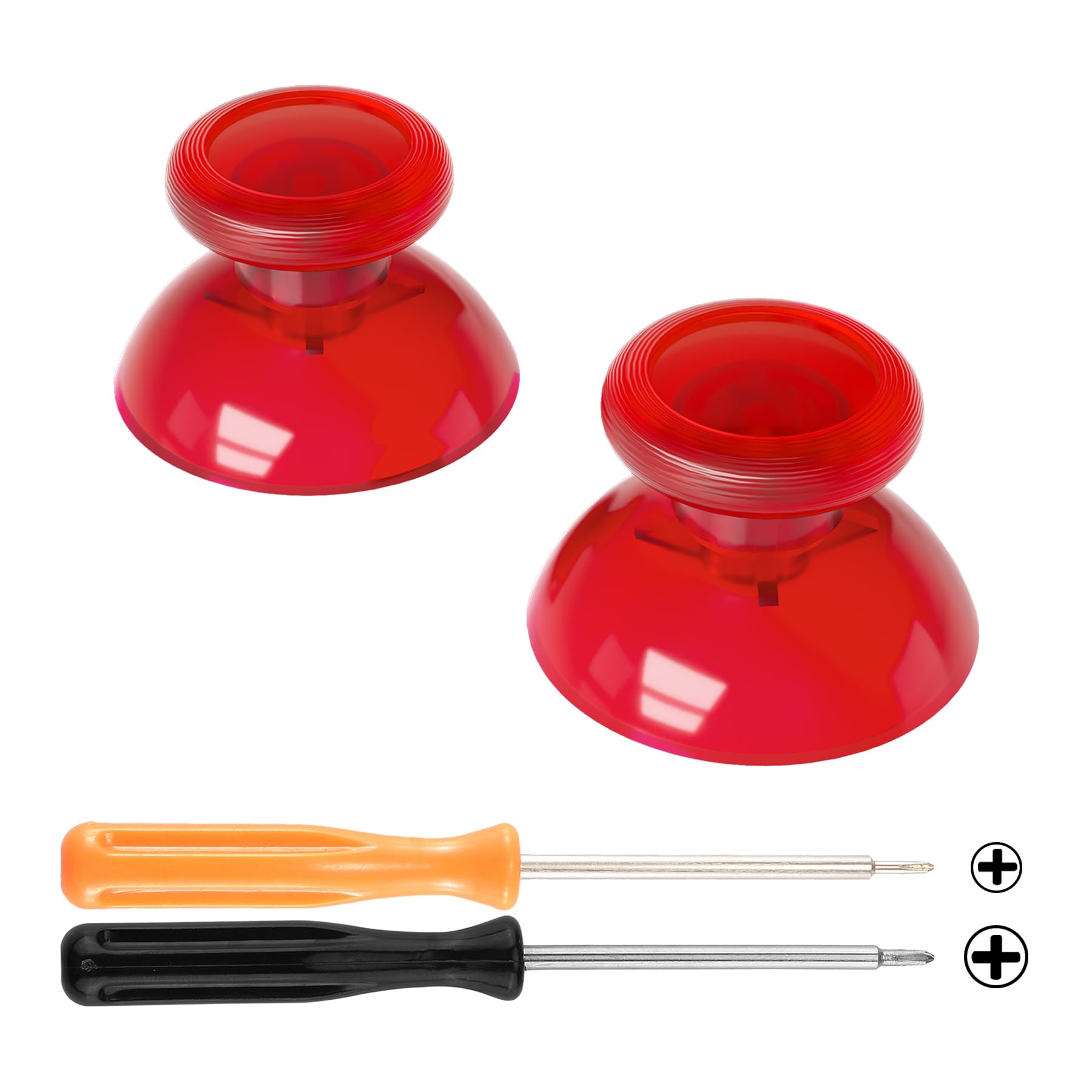 eXtremeRate Clear Red Replacement 3D Joystick Thumbsticks, Analog Thumb Sticks with Cross Screwdriver for Nintendo Switch Pro Controller - Controller Without