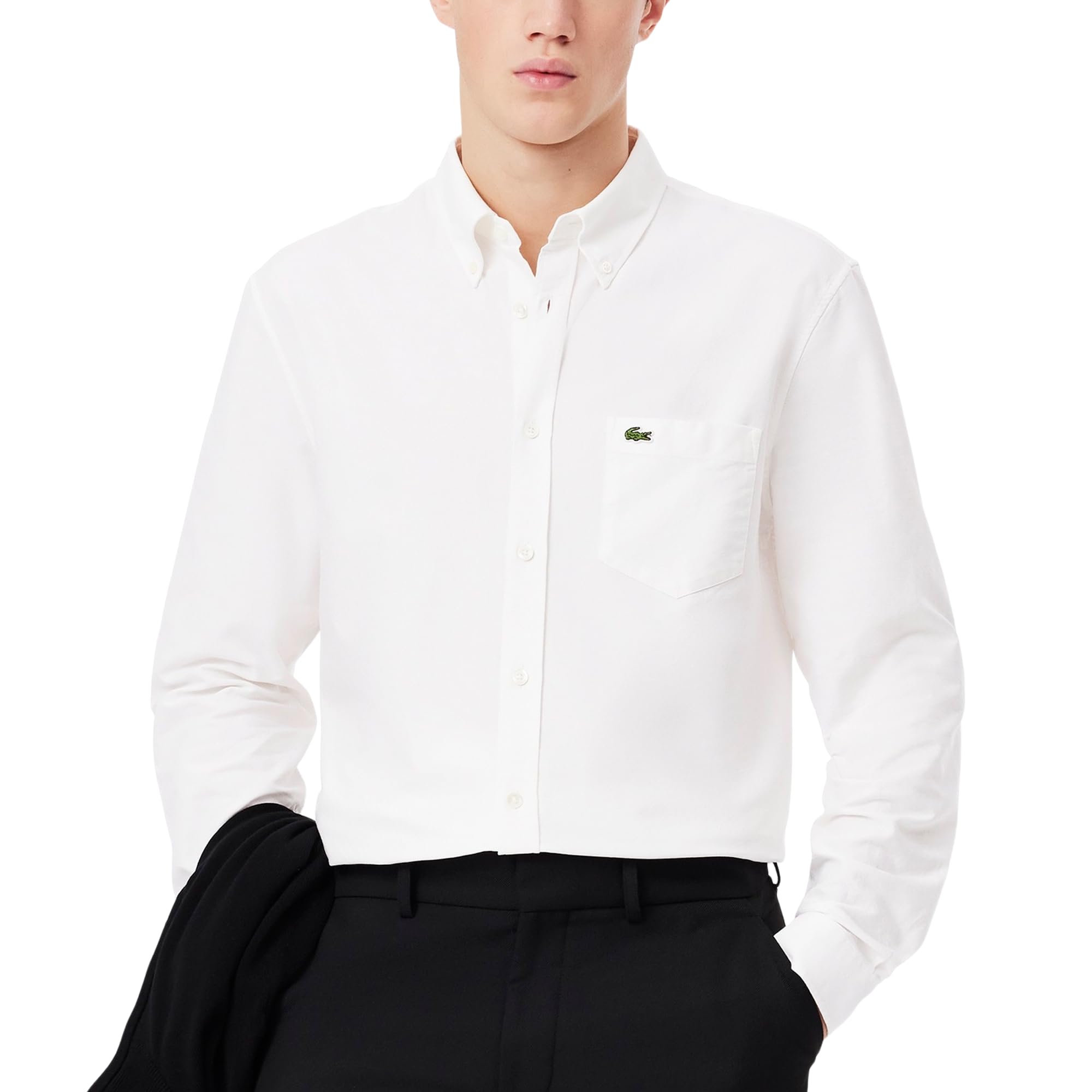 Lacoste Men’s Regular Fit Oxford Shirt, White, XX-Large