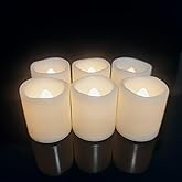Smallpenglai 6 Pack Flameless Votive Candles Flickering Electric Fake Candles LED Battery Operated Tea Lights for Home Wedding Decor Party Table Halloween Christmas Decorations, Warm White Glow