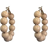 GBAHFY Summer Candy Colored Acrylic Bead Earrings for Women Lightweight Geometric Circle Hoop Earrings Statement Party Jewelry