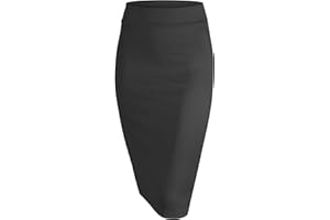 MADE BY JOHNNY Women's Elastic Waist Stretch Bodycon Midi Knee Length Pencil Skirt for Office