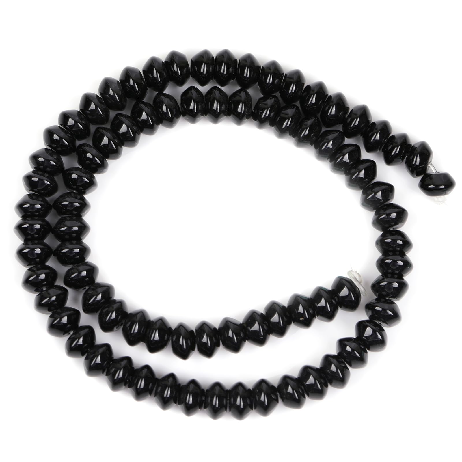Sweet & Happy Girl's Store 5X8mm Rondell Gemstone Black Agate Beads Strand 15 Inch Jewellery Making Beads