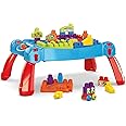 MEGA Bloks Building Blocks Toddler Toys Activity Table with Built-In Storage Build 'n Learn Table for Toddlers 1-3 - Blue