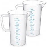 Plastic Measuring Cup, 2 Pcs 250ml PP Graduated Beaker Transparent Liquid Measuring Pitcher with Handle for Lab Home Kitchen Baking Cooking Mixing