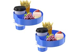 SSPONT [2 Packs] Kids Car Seat Tray, Travel Tray with Cup Holder for Toddler Baby, Kids Car Seat Food Snack Organizer for Road Trip, Stroller snack, travel must haves - Blue
