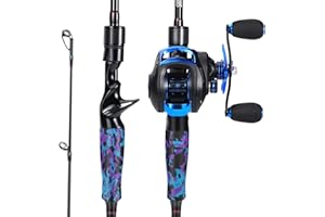 Sougayilang Fishing Rod and Reel Combo, Medium Fishing Pole with Baitcasting Reel Combo, 2-Piece Baitcaster Combo-Purple-5'10