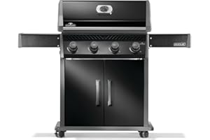 Napoleon Rogue 525 Natural Gas Grill, Black, Stainless Steel Grids, Durable 4-Burner BBQ